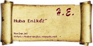 Huba Enikő névjegykártya